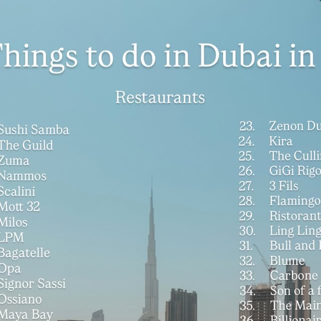 Dubai 2026 Bucket List